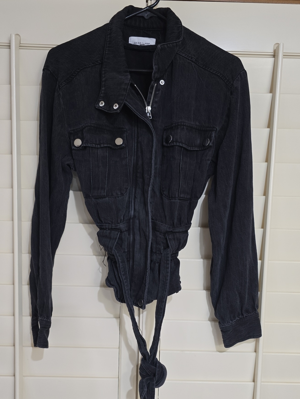 Dear John Black Drawstring Jean Jacket